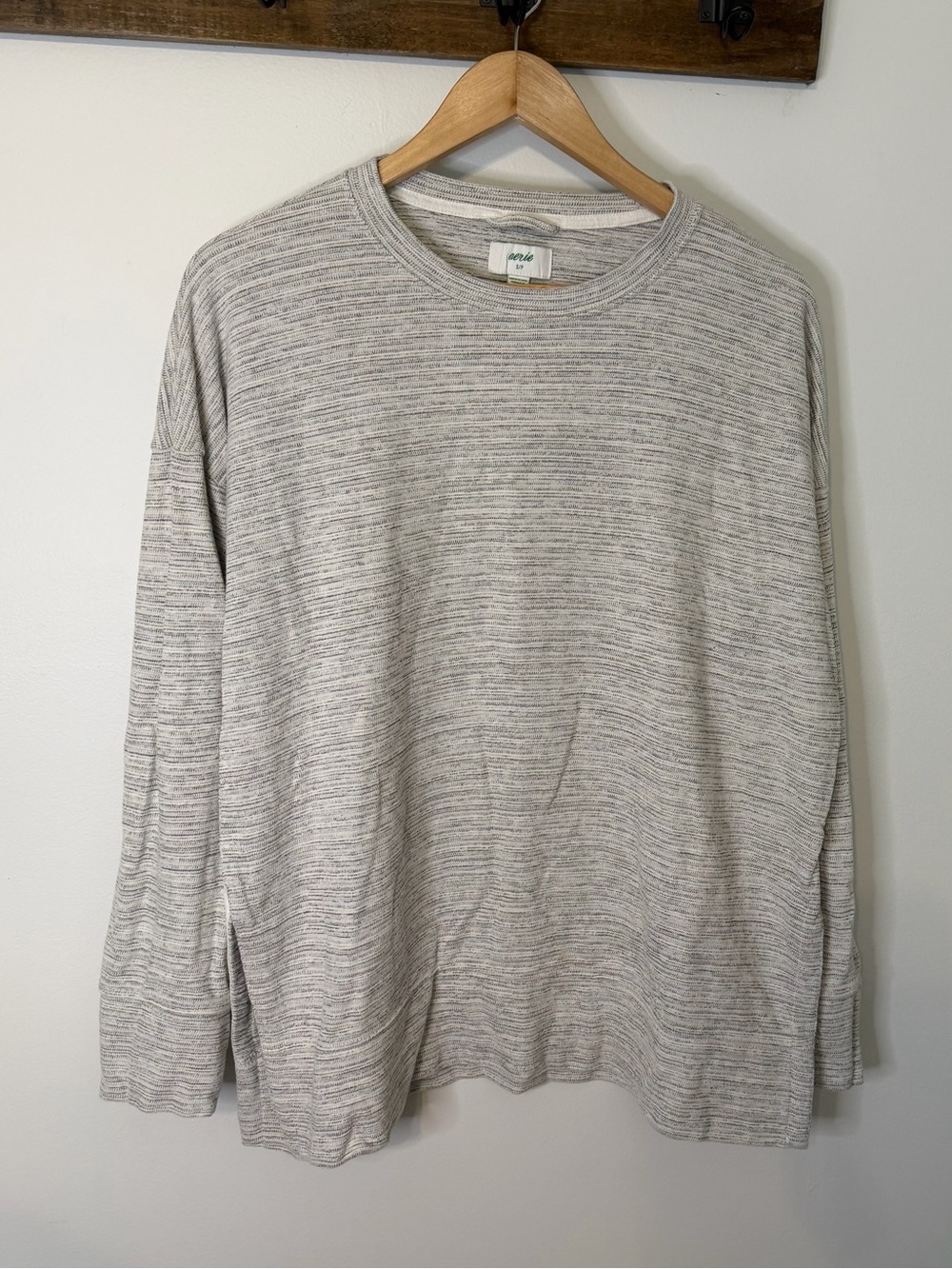 Aerie Women’s S Gray Marled Long Sleeve Side Slit Tunic Oversized Top Cozy Fall